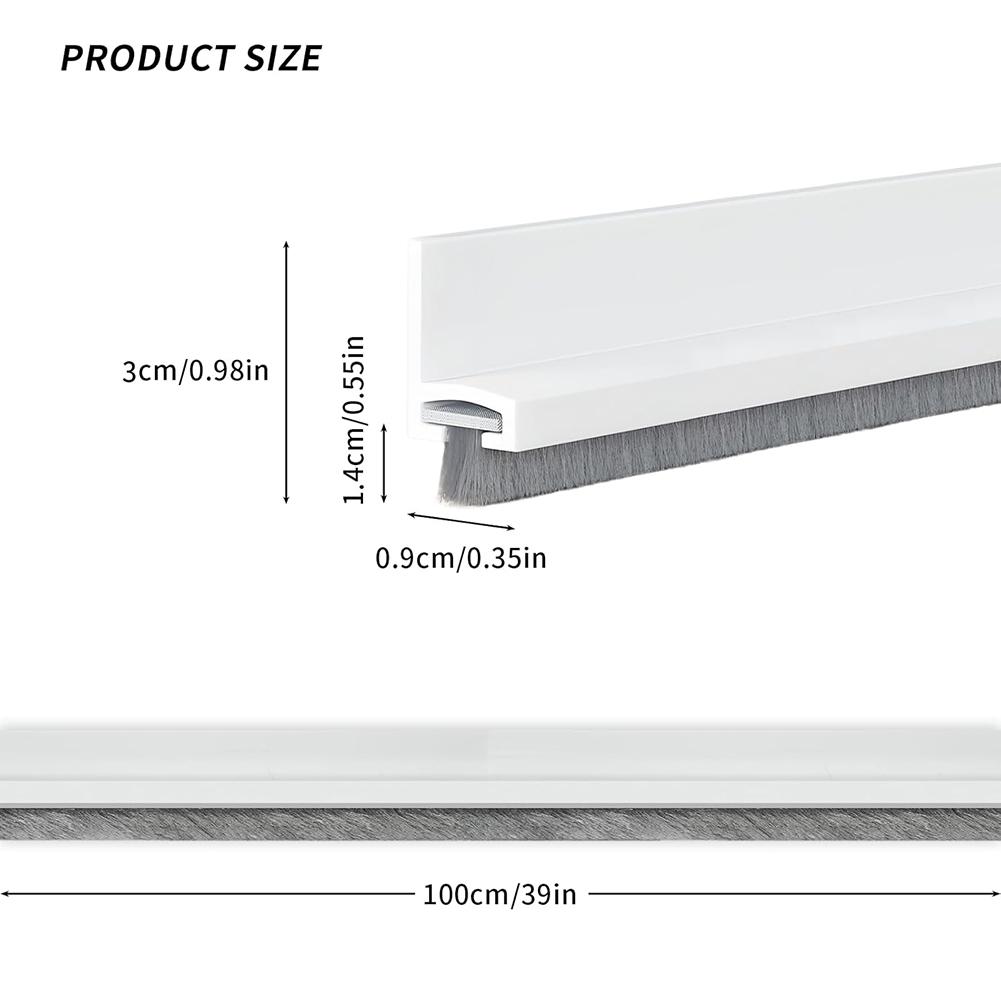 2 шт. уплотнительная полоса для нижней двери с щеткой, звукоизоляционная уплотнительная полоса, фурнитура, ветрозащитная, противохолодная, уплотнительная прокладка для дверного зазора 100 см