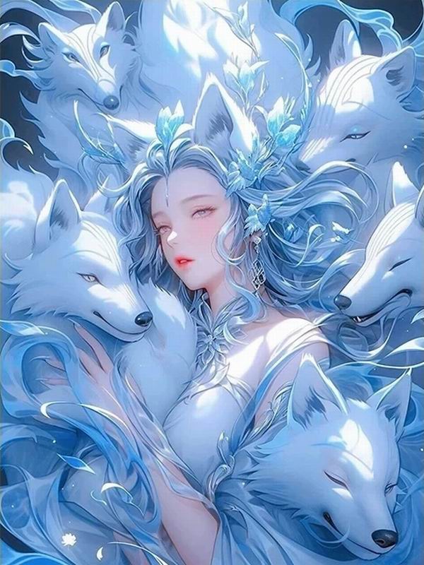 Diamond Painting New Collection Nine Tailed Fox Woman Diy Full Square Round Drill Rhinestone Embroidery Cartoon Elf Animals Mosaic Cross Stitch Kits
