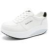 Women Platform Casual White Leather Elevator Shoes Thick Sole Height Increase Sneakers