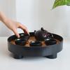 Japanese Style Simple Round Tea Basin Household Small Tea Tray Plastic Bamboo Drain Table Living Room Tray