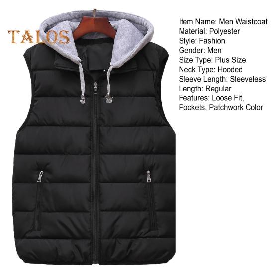 Мужской жилет с капюшоном, завязывающийся на шнурок, без рукавов, с карманами, застежка-молния, теплый, удобный пуховый жилет