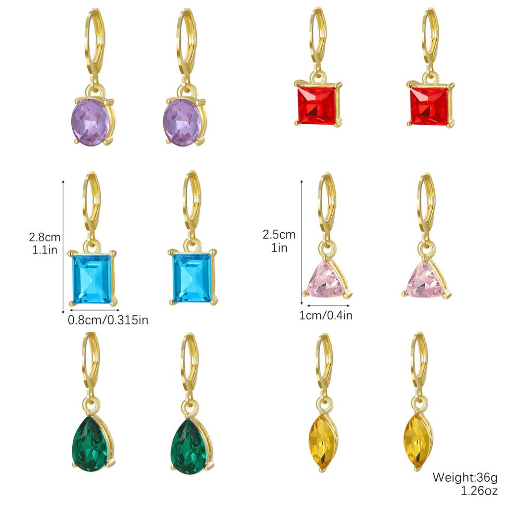 Серьги из нержавеющей стали с цирконием Простая комбинация Набор из 6 пар серег Серьги с цирконием Модные серьги 2026 Повседневные украшения