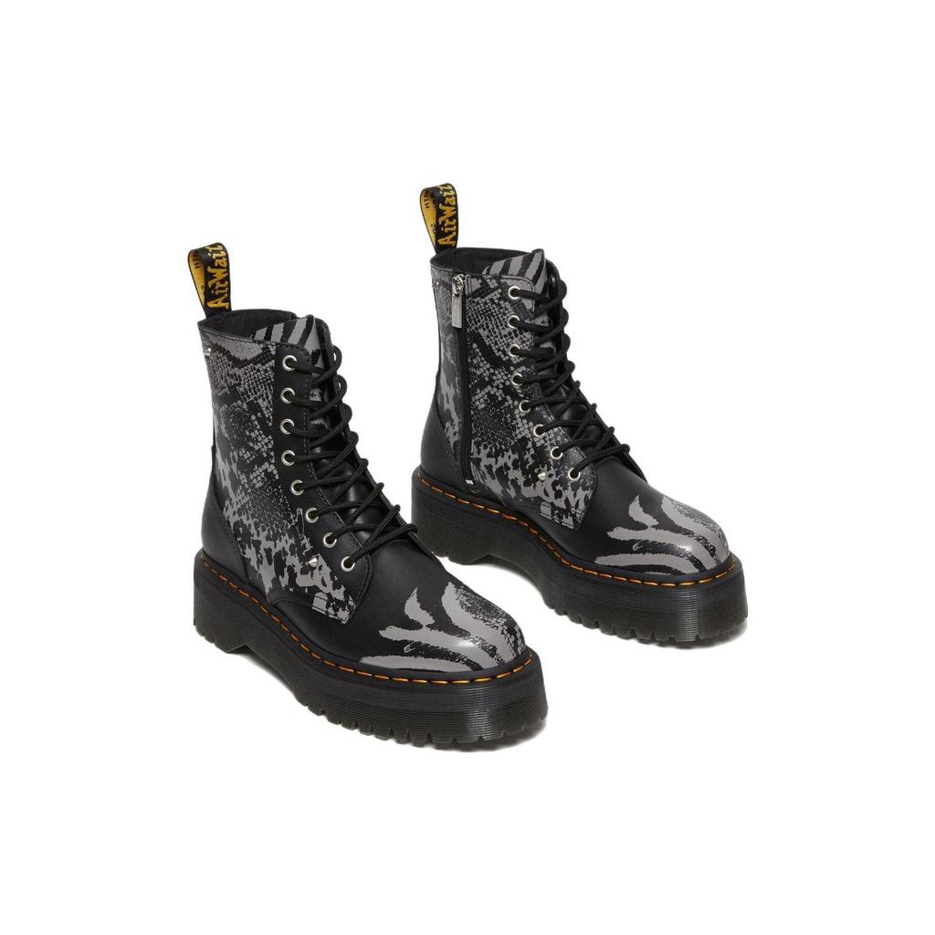 Dr. Martens Leather Fashion Printed Lace-Up Short Martin Boots Unisex Boots Black Gray 27669001