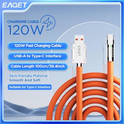 120 Вт кабель для быстрой зарядки USB to Type-cinterface для Xiaomi Samsung Huawei Andriod Type C кабель для передачи данных и зарядки