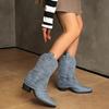 Горячая распродажа модной женской обуви 2024 года, уличная мода, женские остроносые ботинки, повседневные и универсальные джинсовые парусиновые ботинки Botas De Mujer