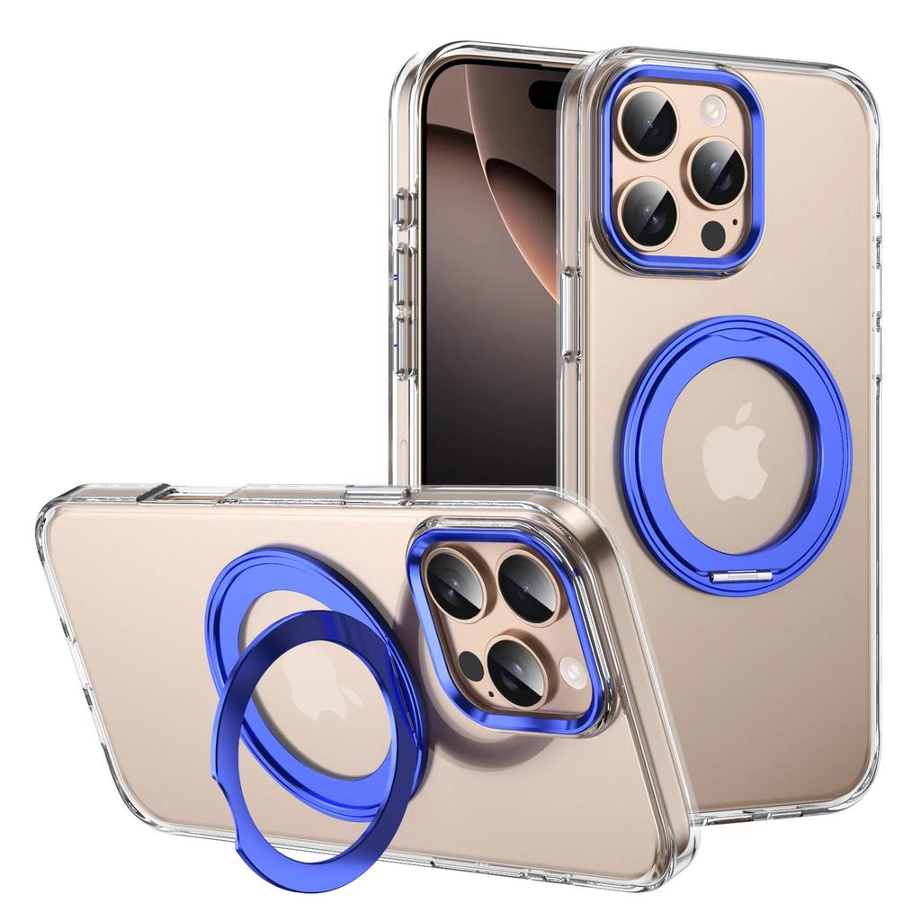 360° металлическое кольцо подставка прозрачный магнитный чехол для iPhone 16 15 14 13 12 15 Pro Max Plus магнитная беспроводная зарядка прозрачный чехол