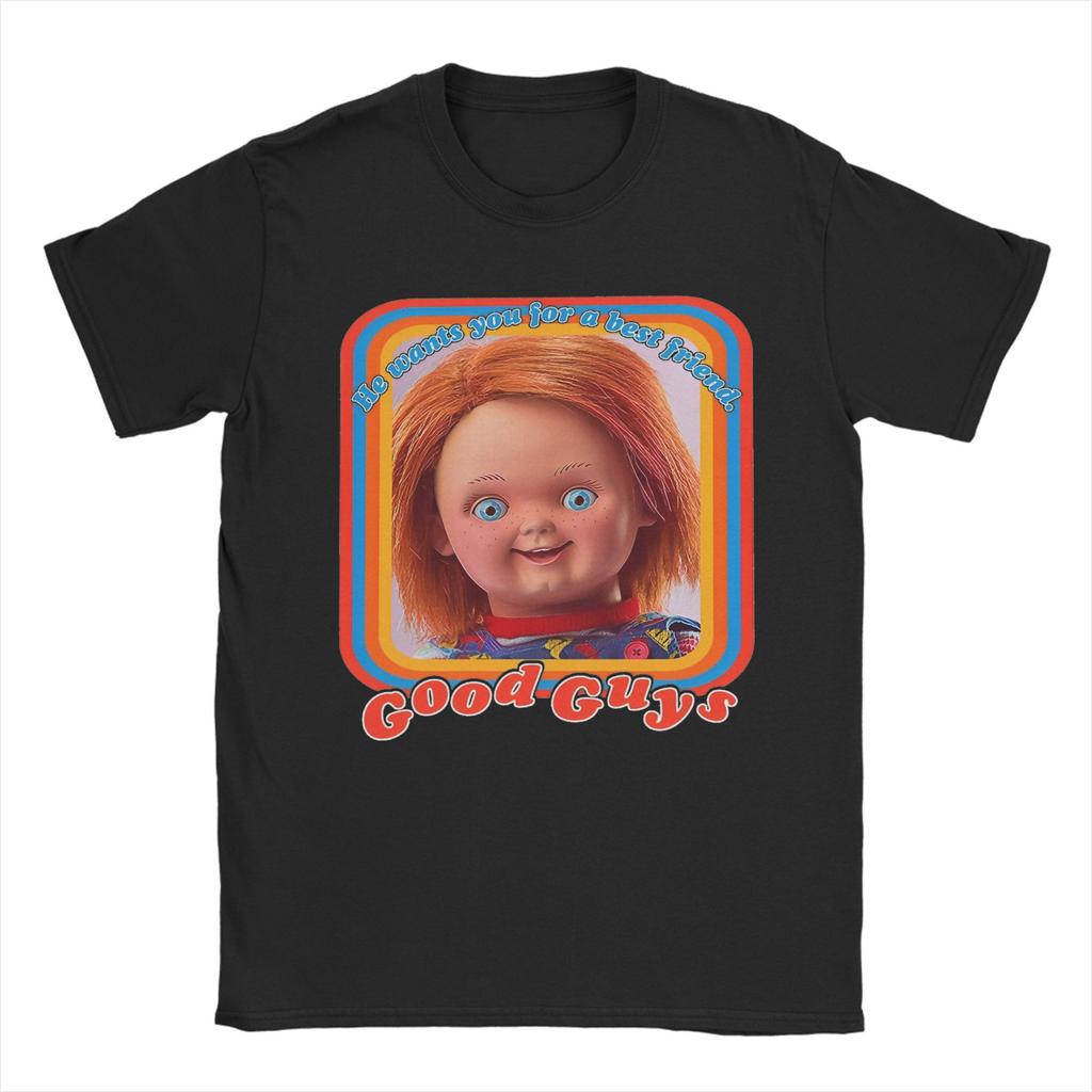 Halloween Chucky Horror Movie T-Shirts for Men Funny Cotton Tees Crew Neck Short Sleeve T Shirts Printed Clothes