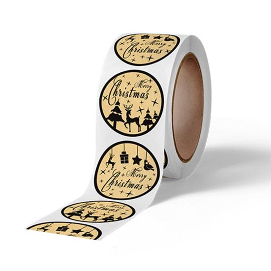 1 рулон рождественской клейкой клейкой темы, этикетка для печати, самостоятельная прочная, насыщенная, цветная подарочная коробка «сделай сам»