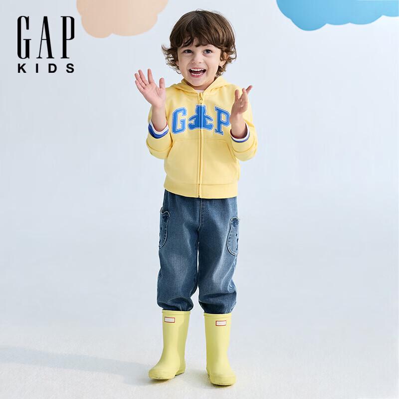 GAP Boys' Toddler 2026 Spring Bear Patch Pocket Cuffed Jeans