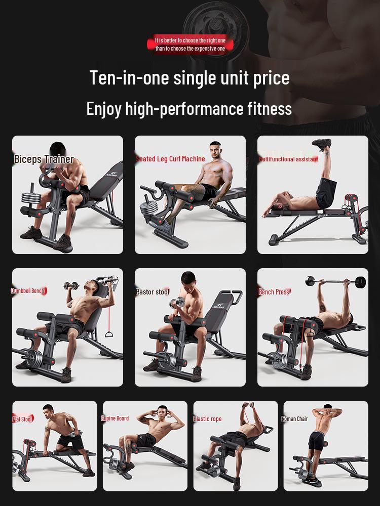 Cross-border Folding Multifunctional Dumbbell Bench: Bench Press, Sit-up Aid, Barbell Fly, Home Fitness Chair.