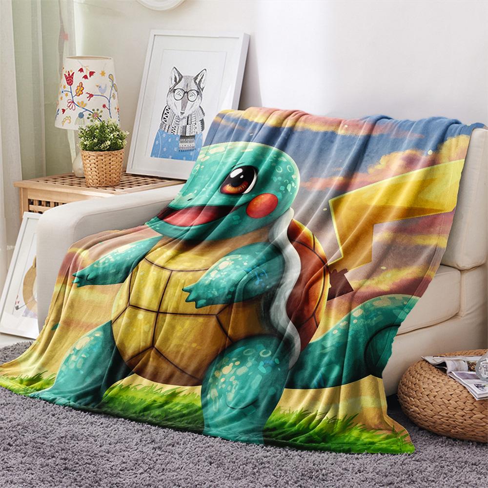Милое одеяло из фланели с принтом Сквиртла, Высококачественное, Удобное для всех сезонов, Декор для дома, Тепло и Уют