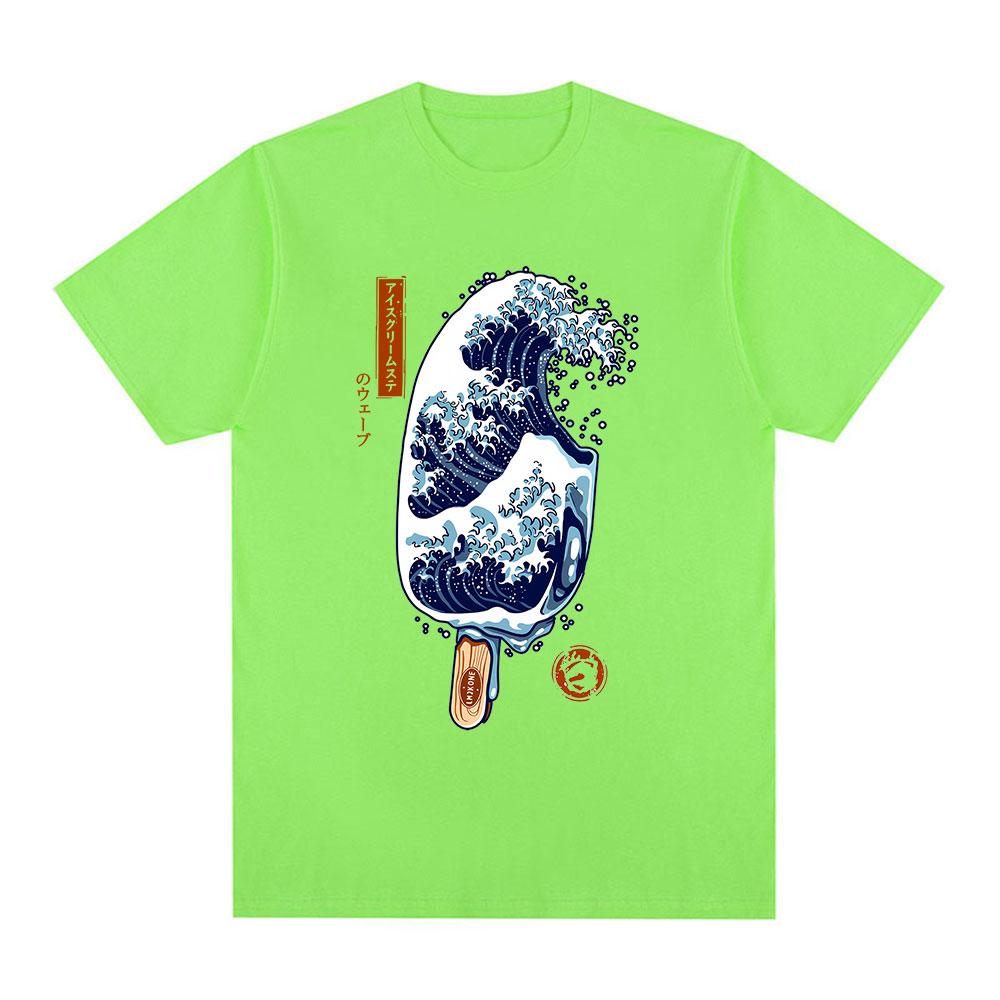 Great Wave Ice Cream Japanese Style Ukiyoe TShirts Fashion Casual Cotton TShirt Unisexs Unisex Oversized Short Sleeve T Shirts