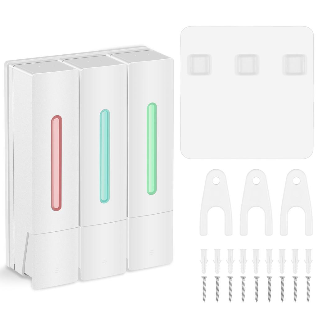 3Pcs Soap Dispenser Wall Mounted Shower Shampoo Shower Gel Detergent Conditioner Dispenser Bathroom Storage Bottle