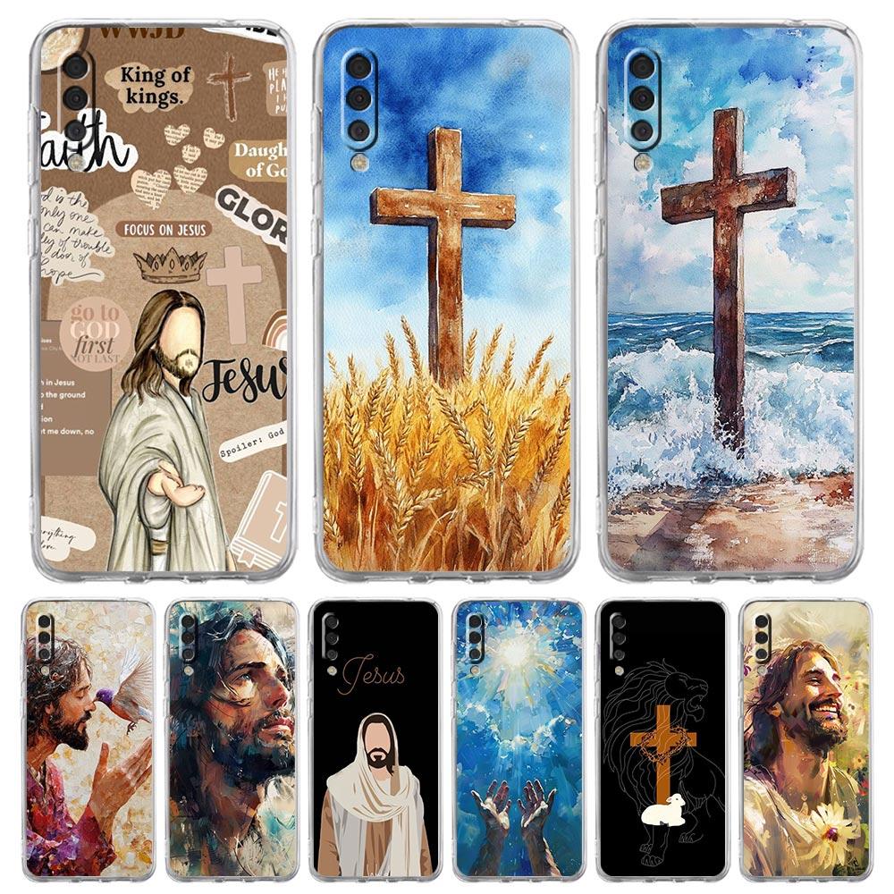 Чехол для Samsung A16 A14 A12 A22 A32 5G A34 A42 A52 A54 A50 A70 A20E A10S A20S A04S A06 Обложка Стихи из Христианской Библии Иисус