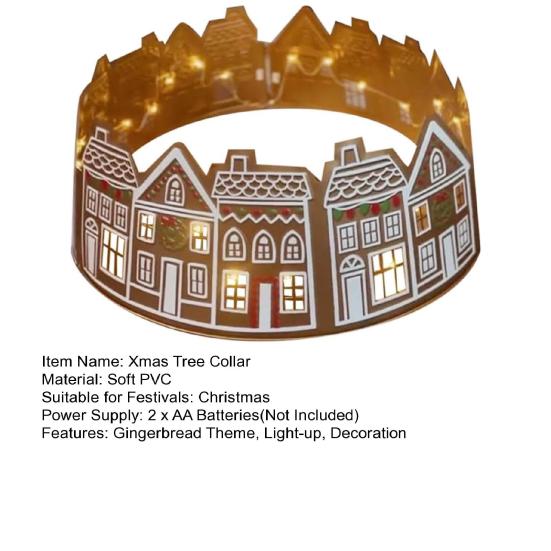 Yousheng 26/28-дюймовый светодиодный пряничный воротник для рождественской елки, юбка для рождественской елки со световой гирляндой, украшение для подставки-основания искусственной рождественской елки