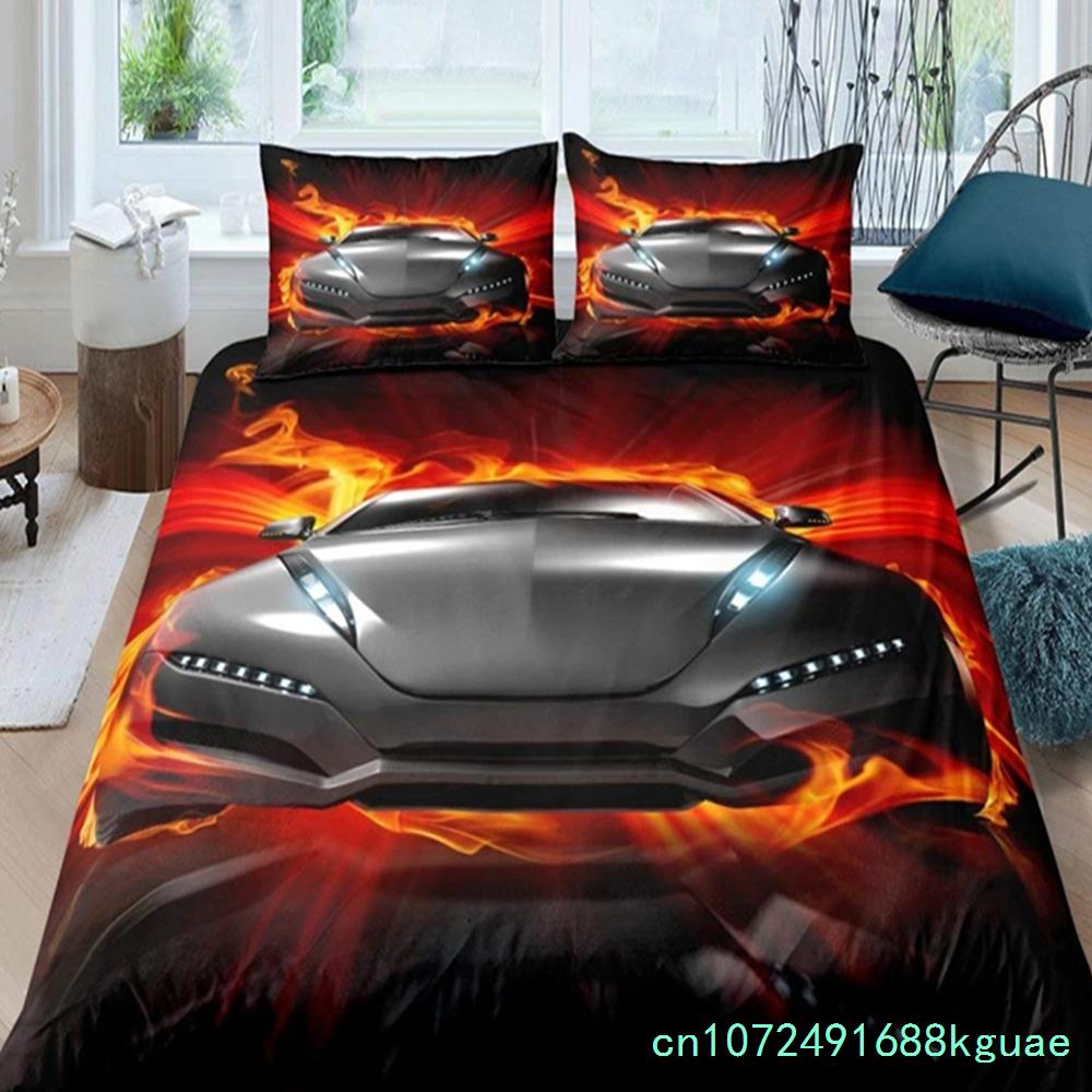 Пододеяльник с изображением гоночной машины King Queen Cool Speed Racing, комплект постельного белья для подростков и мужчин, черный спортивный автомобиль, пододеяльник из полиэстера