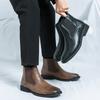Модные новые мужские ботинки челси на низком каблуке, с плоским носком, модные, деловые, формальные, высокие, простые, удобные, большого размера, кожаные туфли