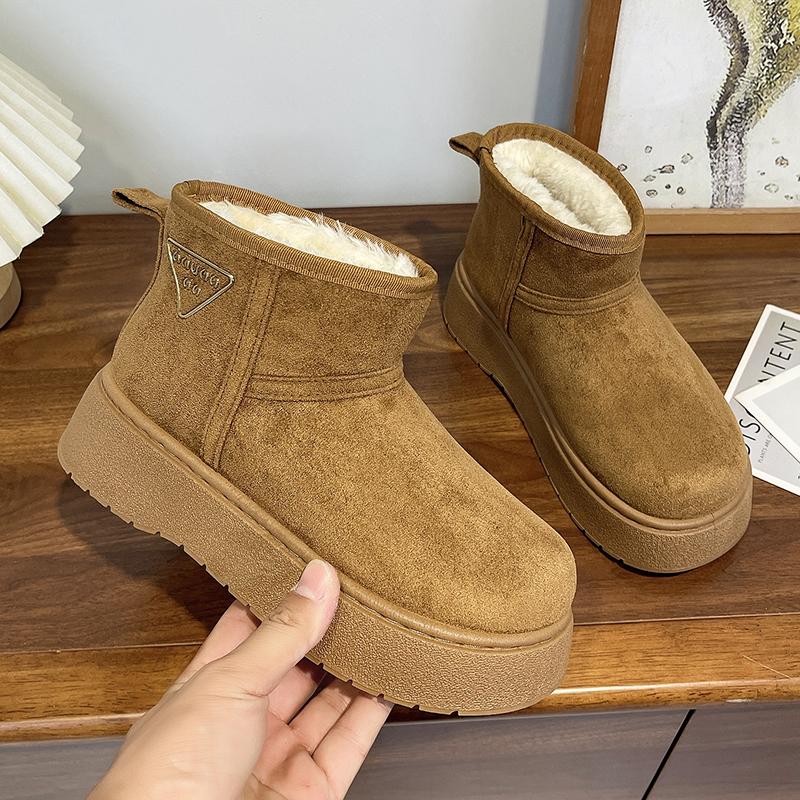 Зимние женские короткие плюшевые теплые зимние ботинки, повседневная обувь, новые замшевые ботильоны «Челси» на плоской подошве, женская обувь на платформе, Botas