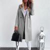 Women's Fashion Autumn And Winter Long-Sleeved Lapel Long Tweed Coat Windbreaker Jacket