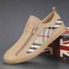 Весна новая доска обувь дышащая мужская обувь корейская версия модная обувь молния повседневная обувь низкий верх спортивная клетчатая парусиновая обувь