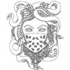 Black T-Shirt with Medusa Snake Head and Bandana Print for Casual Wear