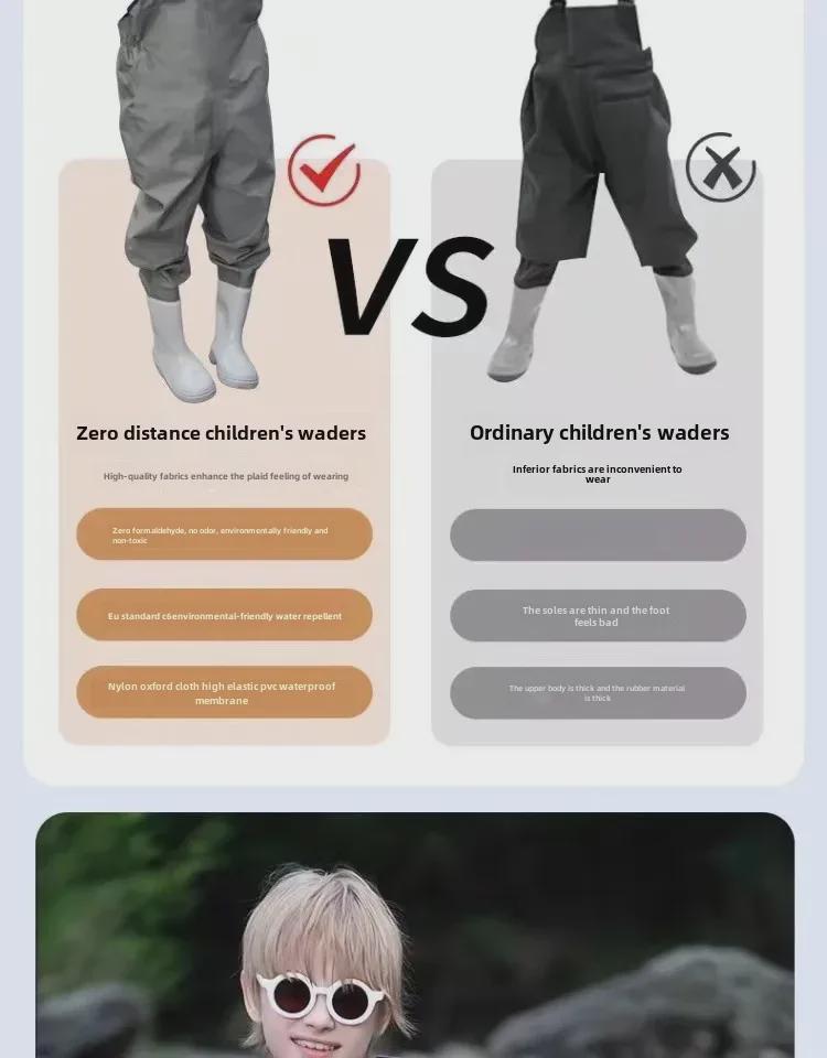 Children's Ultra-Light Waterproof Bib Wading Pants - Full Body One-Piece for Beach and Kindergarten