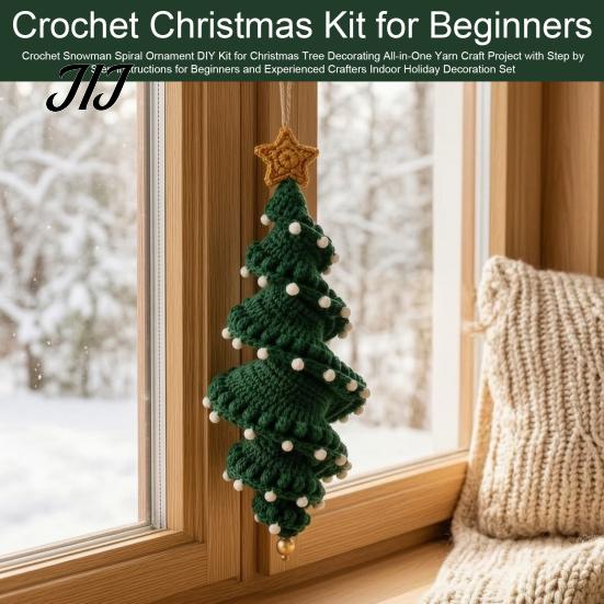 Christmas Stocking Fillers for Crafters Spiral Crochet Kit, DIY Snowman Santa Craft Festive Decoration Making Kit Handmade Hanging Ornament