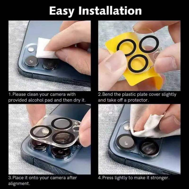 For iPhone 15 Pro/iPhone 15 Pro Max Camera Lens Protector WANLONFENG HD Clear Silk Printing Lens Film with Cleaning Cloth