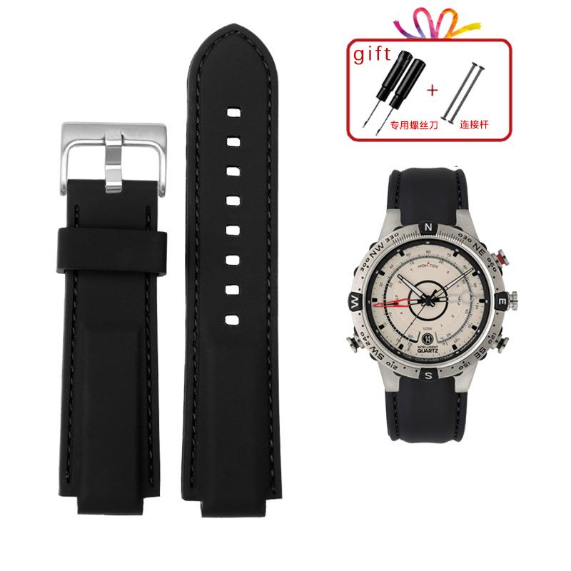 Для мужских часов Timex E-tide Compass T2N720 T2N721 TW2T76300 водонепроницаемый мягкий силиконовый ремешок с инструментами Винтовые штифты