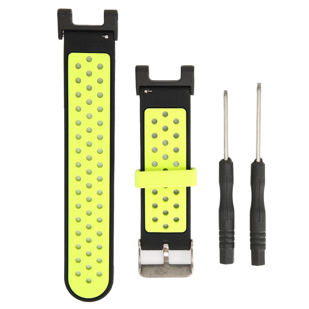 Vented Pin Buckle Bracelet Silicone Watchband with Screwdriver for Amazfit TRex TRex Pro Watch(Black Green )