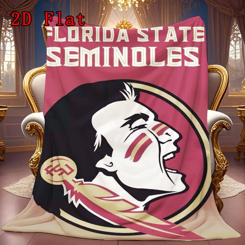 Florida Seminoles print 2D Flat Pattern Flannel Blanket High quality All Seasons Warmth and Comfort Perfect for Christmas Gifts.