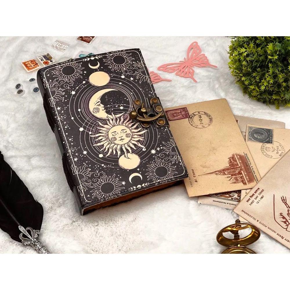 Vintage Leather Journal - Lock Closure, Book of Shadows Journal, Gifts