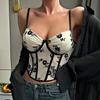New Deep V Low Chest Steel Ring Embroidered Corset