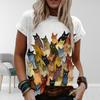 Женская летняя футболка с принтом в виде красочного кота и граффити, футболки с коротким рукавом, повседневные топы с принтом