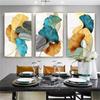Modern Picture Living Room Decoration Blue Green Yellow Gold Plant Leaf Abstract Nordic Canvas Print Wall Art Painting