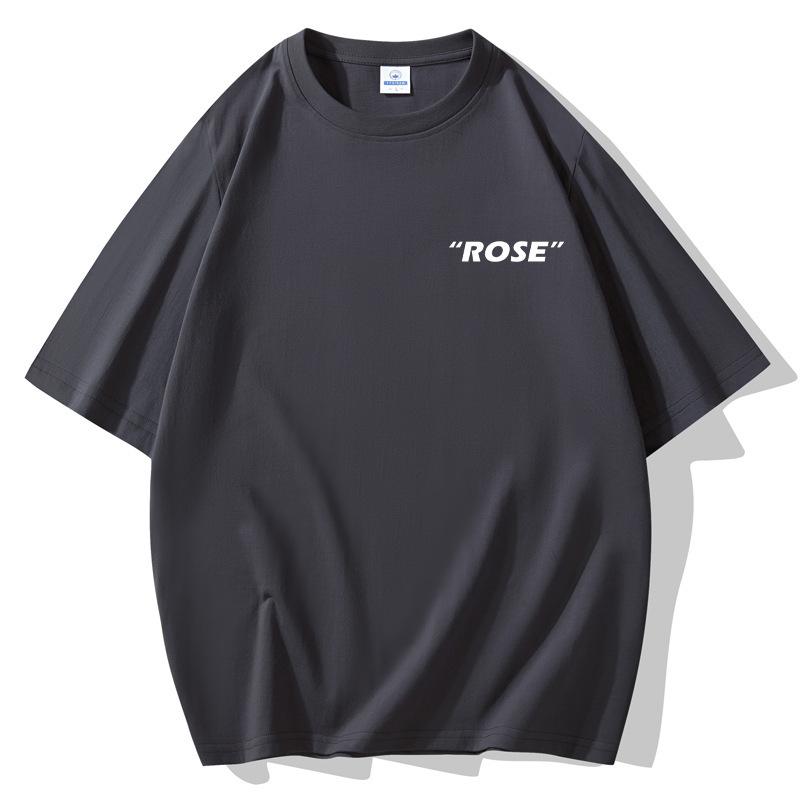 Мужская свободная футболка Rose с короткими рукавами, 100% хлопок, повседневная футболка, размер S-5XL