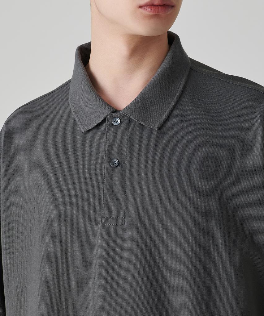 MUSINSA STANDARD [Cooltandard] Oversized Pique Polo Shirt [Gunmetal]