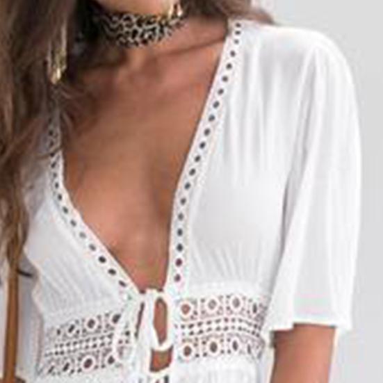 Swimsuit Cover Up Breathable Solid Color Women Sun Protection Bikini Cover-up