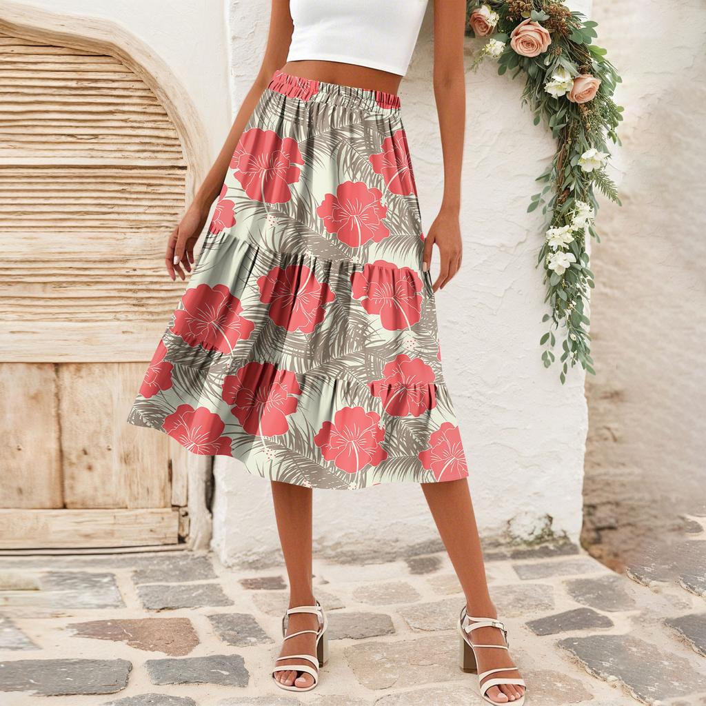 Женская повседневная юбка А-силуэта с высокой талией, юбка в полоску с принтом в горошек и карманами