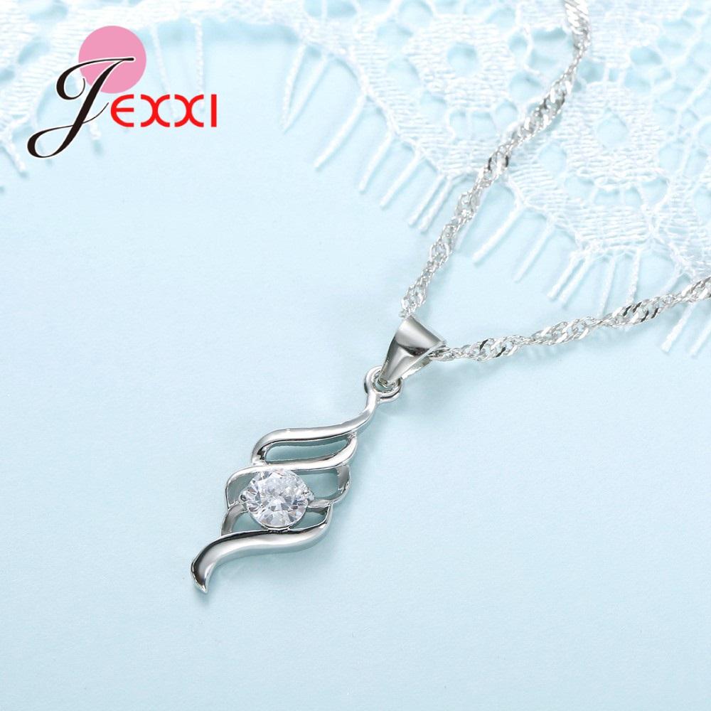 Trendy Wedding Bridal Jewelry Set Spiral Design 925 Sterling Silver Necklace Earrings Sets for Women Engagement