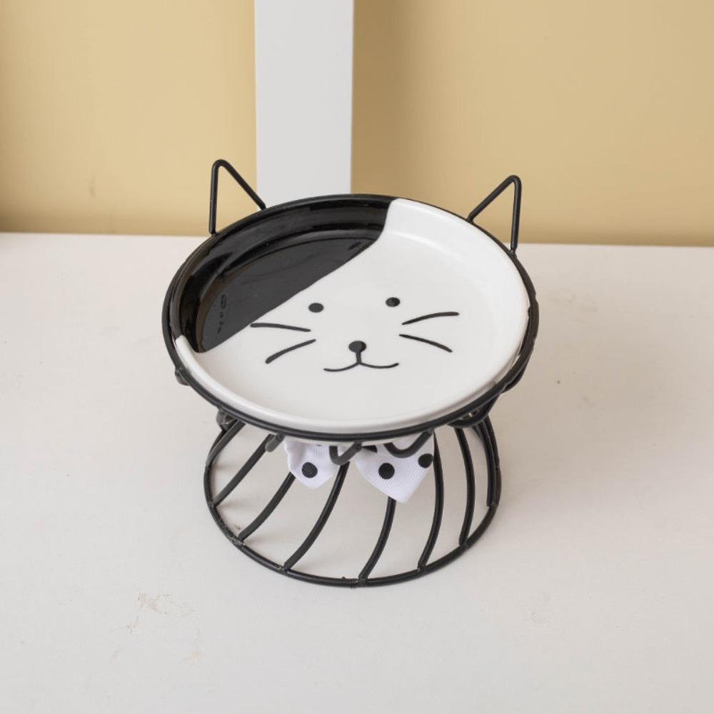 Миска для кормления домашних животных на подставке Керамическая миска для кошек Нескользящая Мультяшная миска для воды для собак Большой емкости Миска для корма кошек и собак