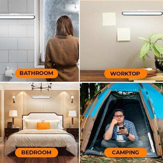 Plastic Magnetic Dormitory LED Lamp  USB Rechargeable Desk Light Dimmable Touch Control Study Emergency Use, White