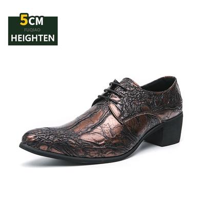 Модная винтажная бронзовая мужская формальная обувь Удобные туфли на высоком каблуке для платья Мужские туфли с острым носком для вечеринки Кожаные туфли для мужчин chaussure homme