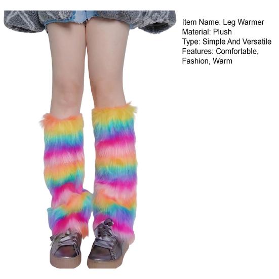 Faux Fur Fuzzy Leg Warmer for Women Girls Soft Plush Furry Boot Covers Winter Warm Boot Cuff Sleeves for Party Costume