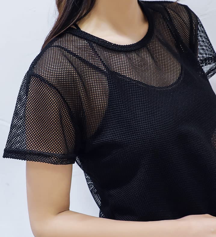 Lubitas Mesh Body Shape Slimming Rash Sportswear Top Shirt, Contour, Guard, (Small, Black)