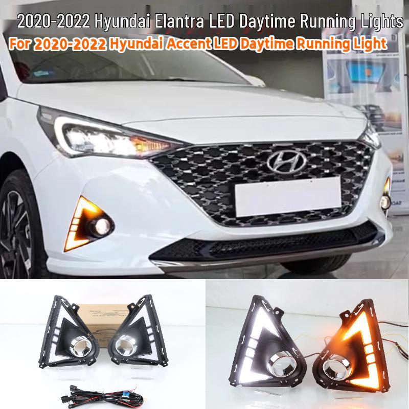 Hyundai Accent 2020-2022 LED Daytime Running Front Bumper Lights.