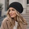 Stripe Knit Texture Knit Slouch Hat Solid Color Unisex Beanie Cap New Slouchy Beanie