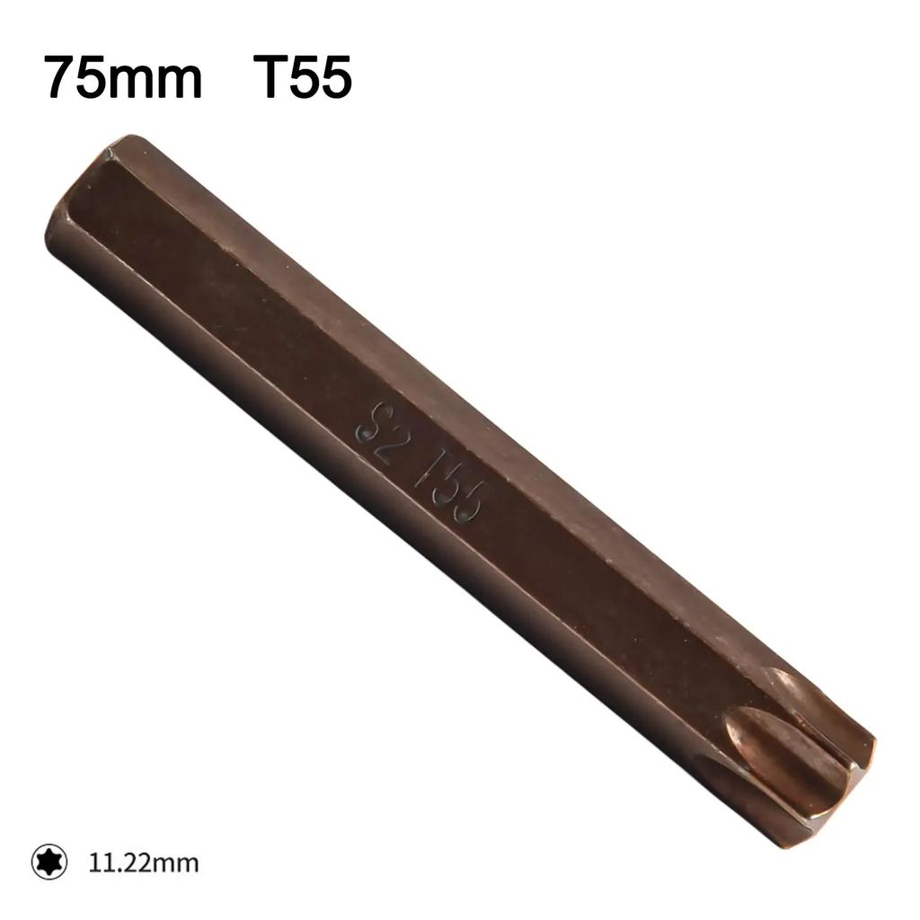 1pc 75mm Magnetic Torx Screwdriver Bit Steel 10mm Hex Shank Screwdrive For Impact Screwdriver T20/T25/T30/T40/T45/T50/T55