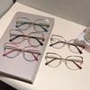 KAMMPT Women's Trendy Metal Eyeglass Frame Trans Lens Glasses Alloy Non-prescription Fake Glasses New Cat Eye Irregular Eyewear