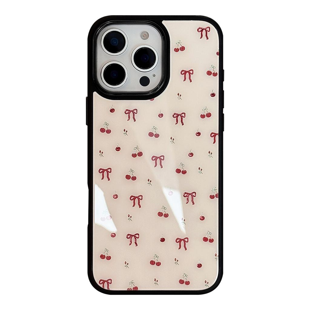 Gilded Ins Cherry for IPhone 16 for Apple 15 Promax Phone Case 13/14 Glass 12 for 17 Premium Hard